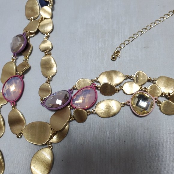 ILLUMINATA 3 strand multi color stone with Lunaria flower gold petals - Picture 4 of 7